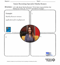 Genius Plaza Martha Romero Career Profile Worksheets