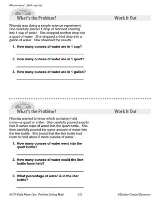 Measurement Daily Math Warm-Ups and Answe Key Grade 4-6