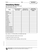 Classifying Matter: Vocabulary