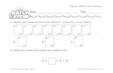 Math Warm-Up 217 for Gr. 1 & 2: Algebra, Patterns & Functions