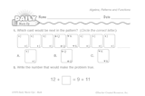 Math Warm-Up 233 for Gr. 1 & 2: Algebra, Patterns & Functions