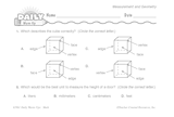 Math Warm-Up 122 for Gr. 3 & 4: Measurement & Geometry