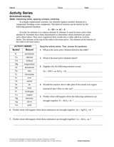 Activity Series Enrichment Activity
