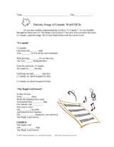 Patriotic Songs of Canada: Word-Fill