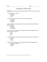 Geography in History Quiz